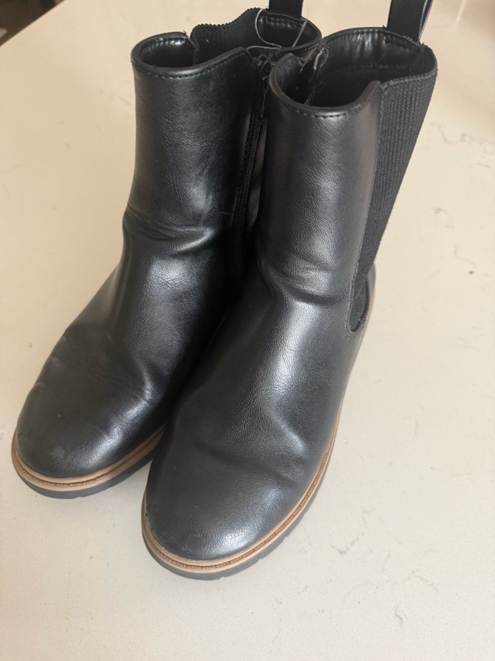 a new day Black Girls' Chelsea Boot with Tan Trim